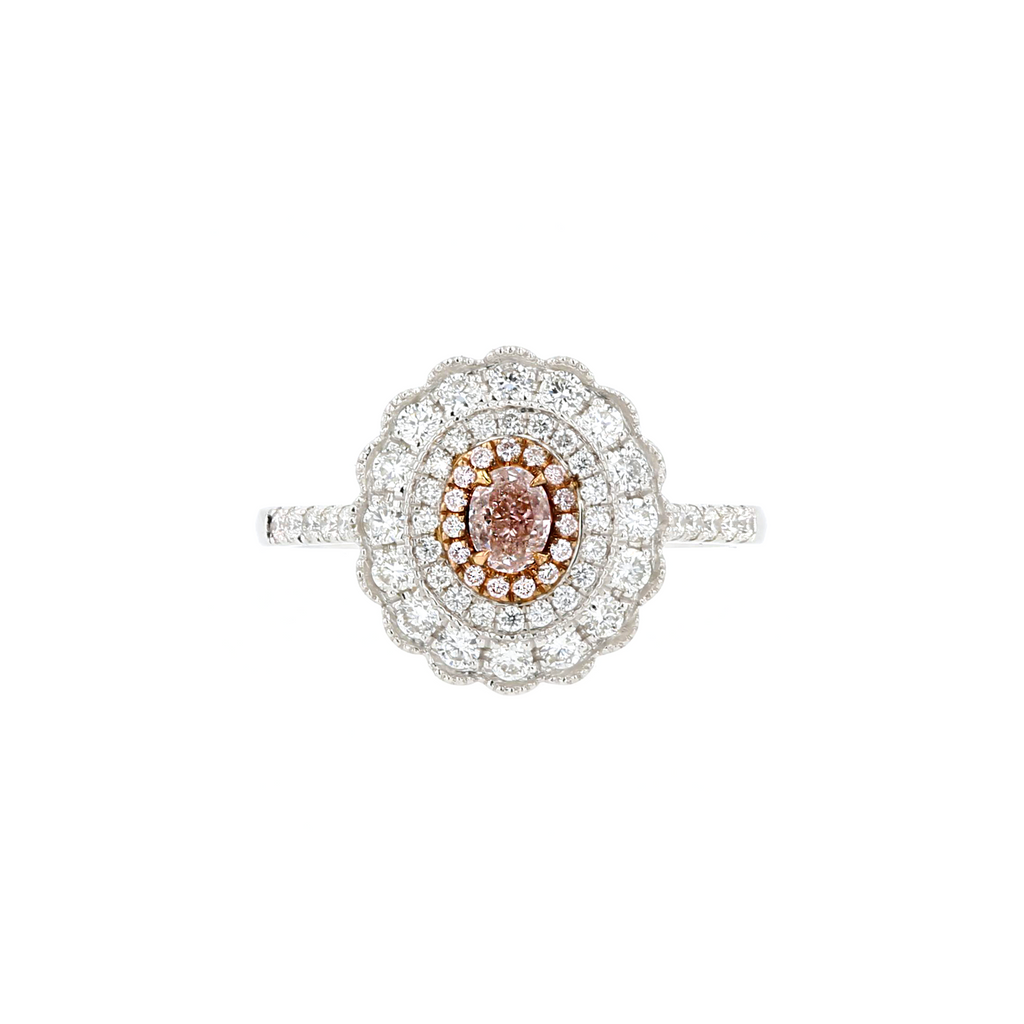 18KG 0.21ct Natural Untreated Pink Daimond Ring