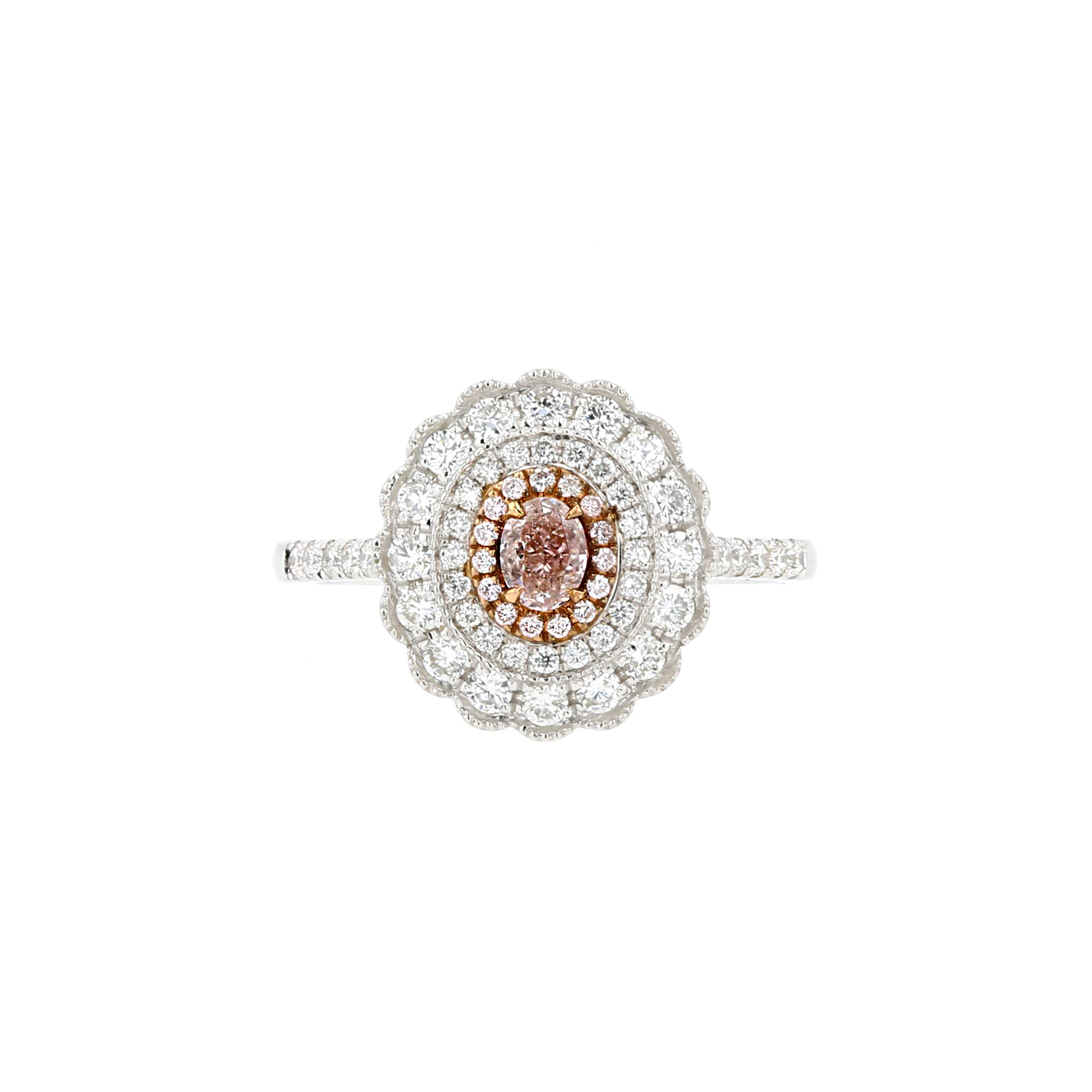 18KG 0.21ct Natural Untreated Pink Daimond Ring