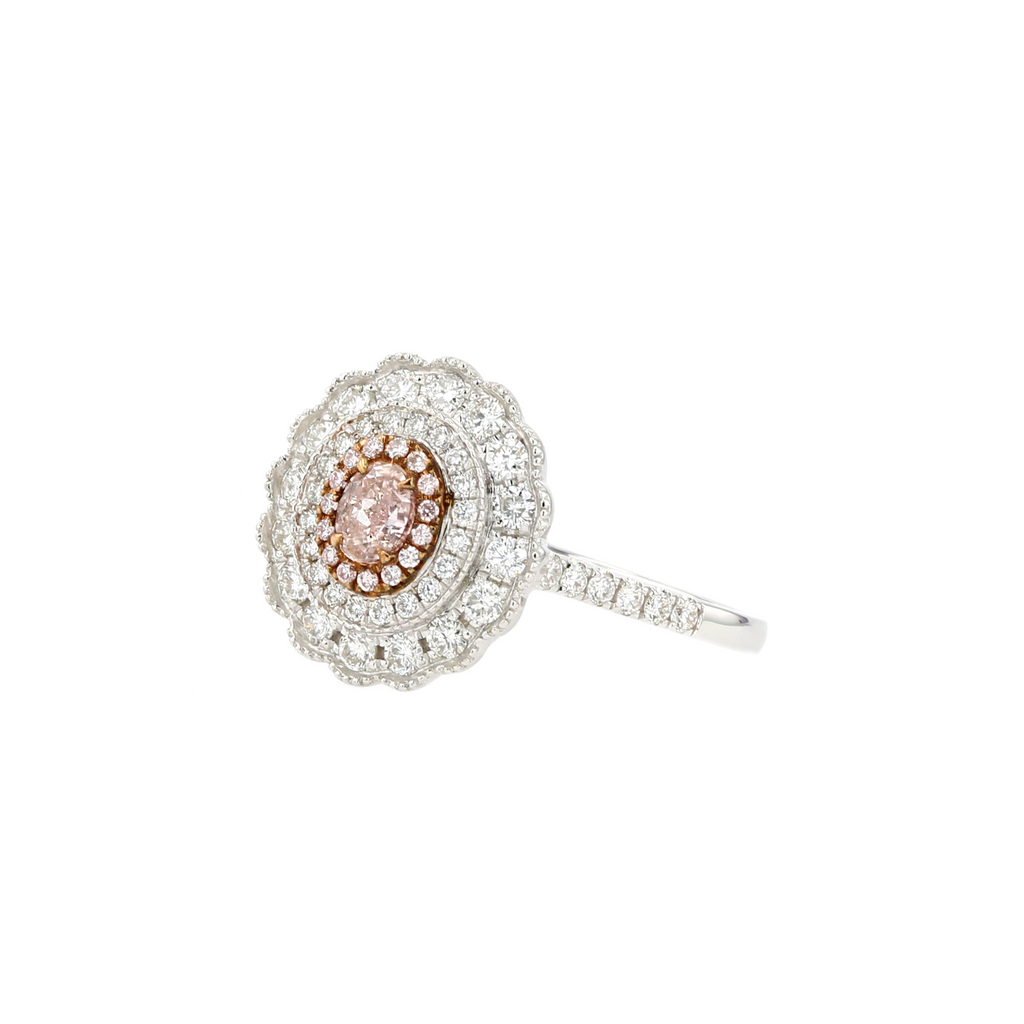 18KG 0.21ct Natural Untreated Pink Daimond Ring