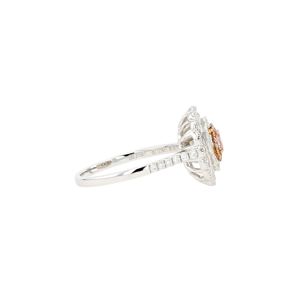 18KG 0.21ct Natural Untreated Pink Daimond Ring