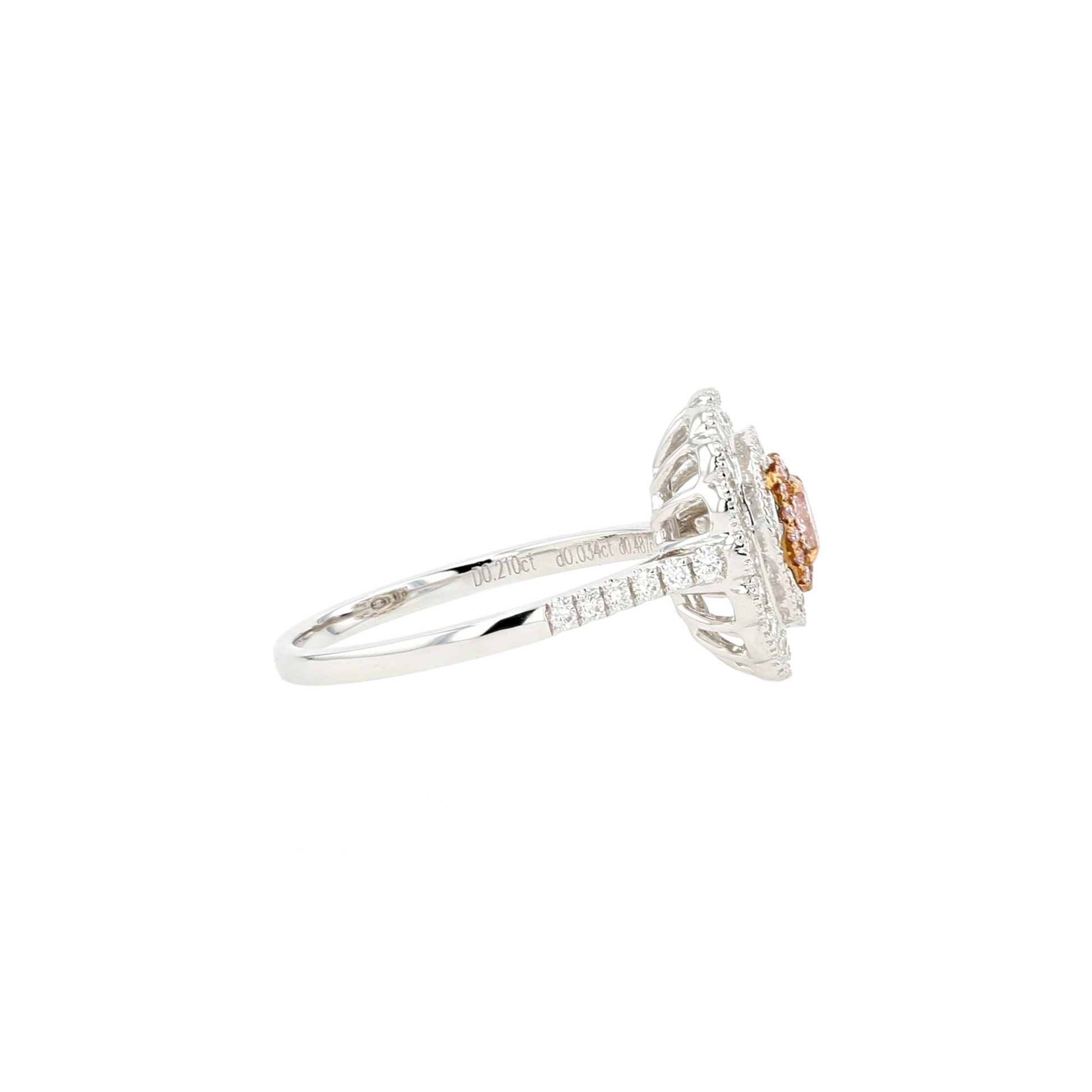 18KG 0.21ct Natural Untreated Pink Daimond Ring