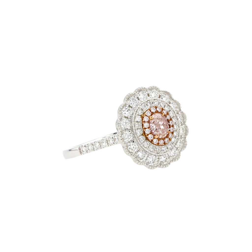 18KG 0.21ct Natural Untreated Pink Daimond Ring
