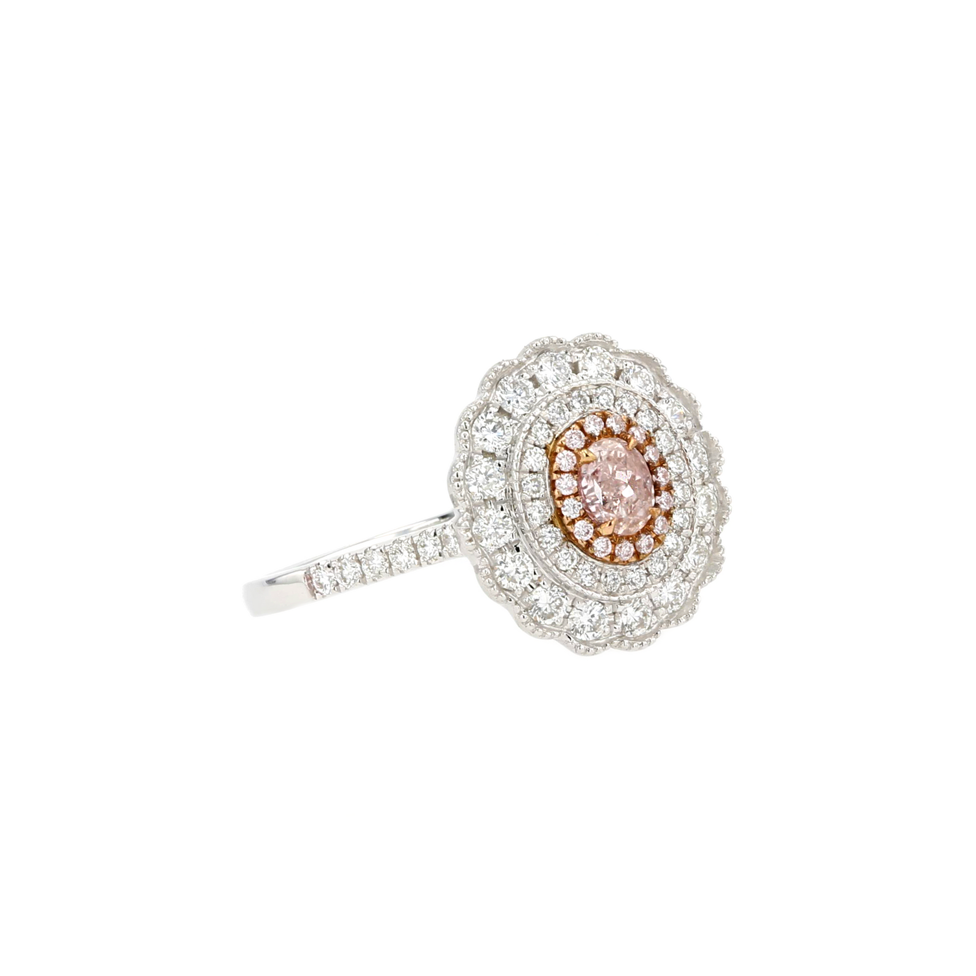 18KG 0.21ct Natural Untreated Pink Daimond Ring