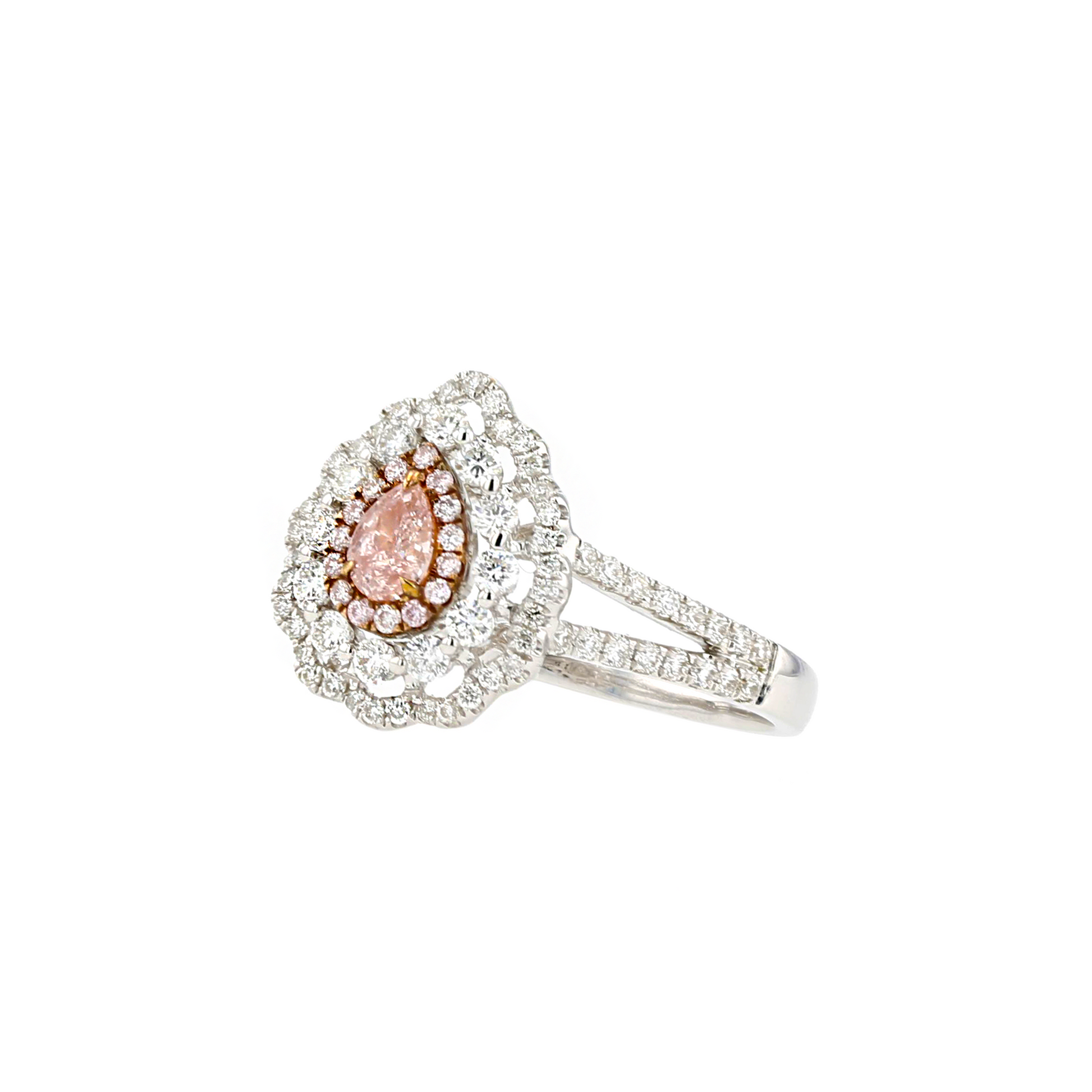 18KG 0.17ct Natural Untreated Pink Diamond Ring