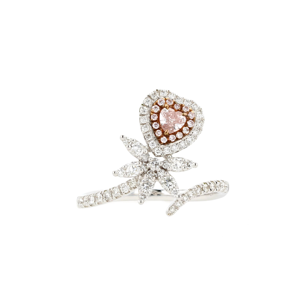 18KG 0.16ct Natural Untreated Pink Diamond Ring