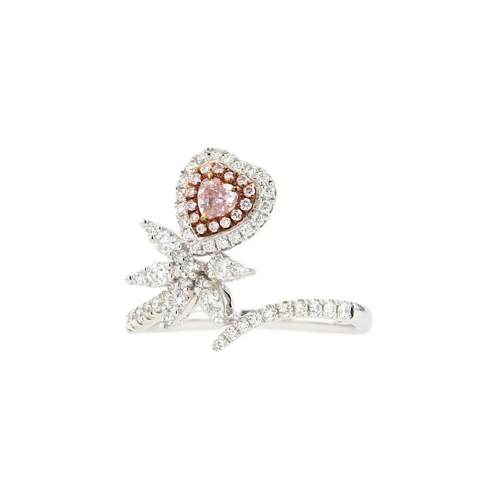 18KG 0.16ct Natural Untreated Pink Diamond Ring