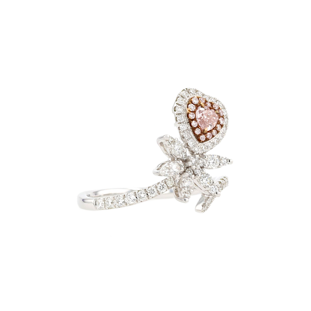 18KG 0.16ct Natural Untreated Pink Diamond Ring