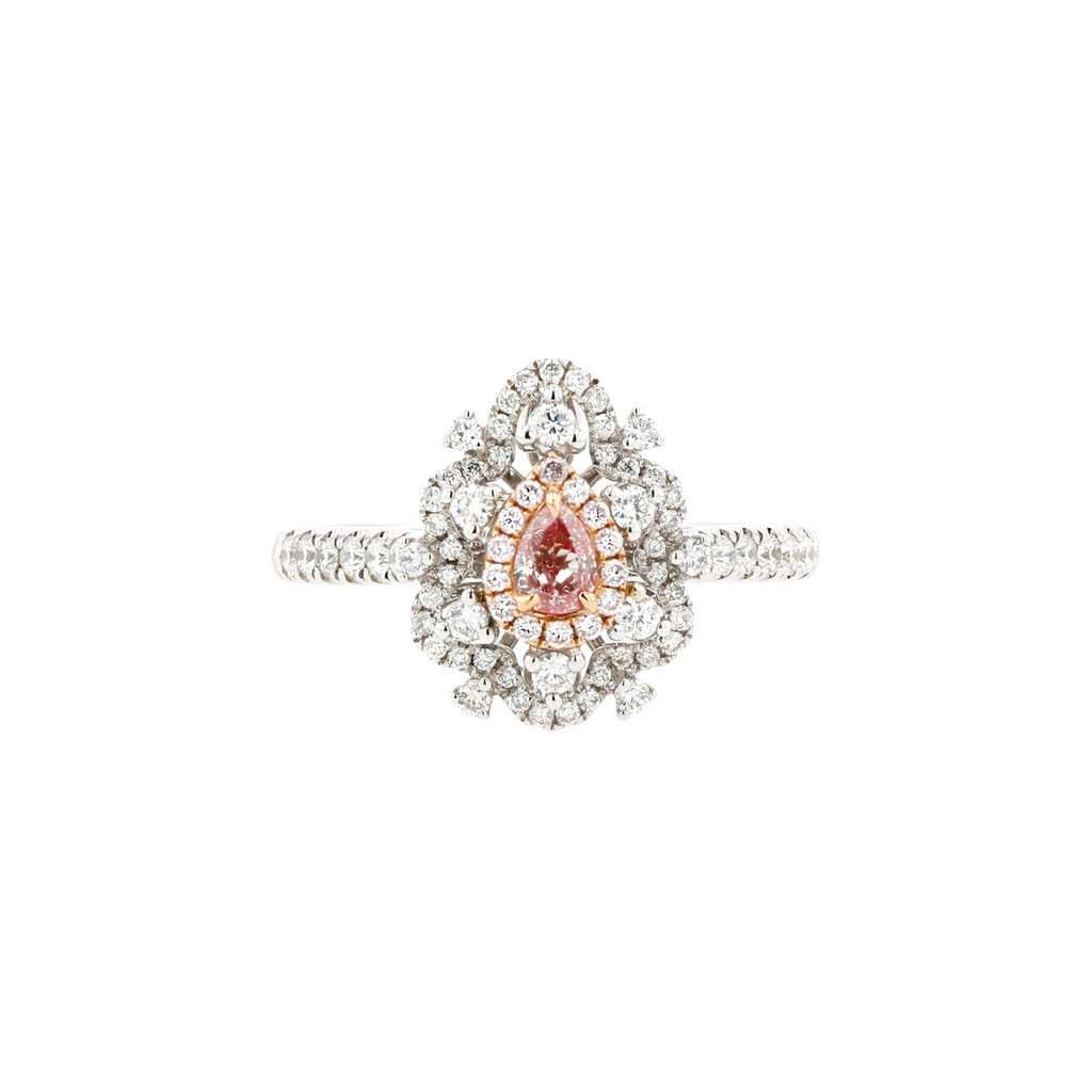 18KG 0.16ct Natural Untreated Pink Diamond Ring
