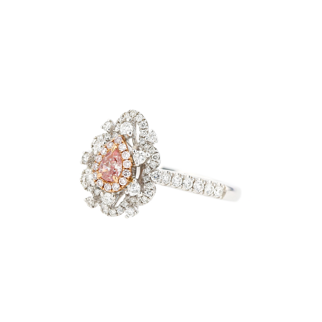 18KG 0.16ct Natural Untreated Pink Diamond Ring