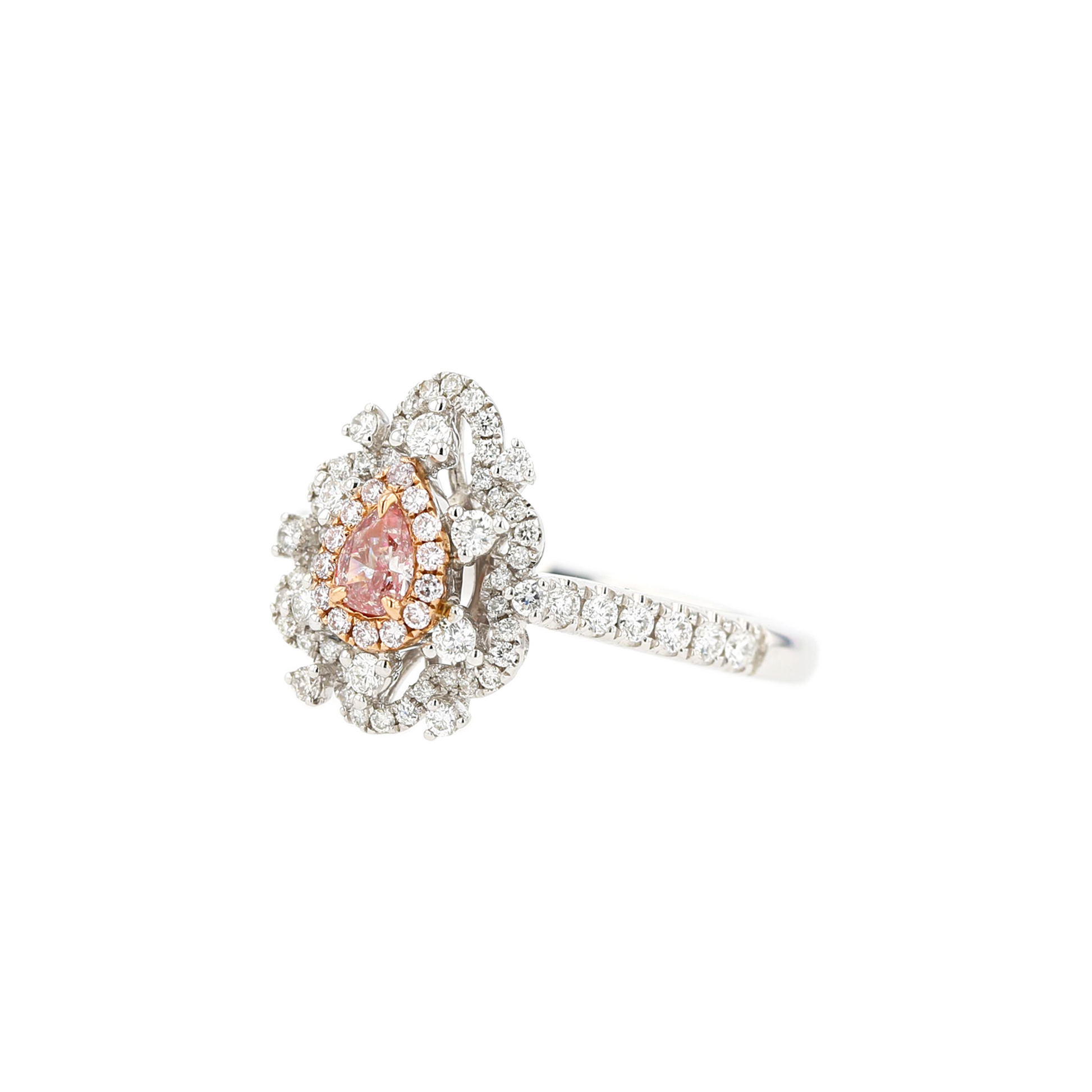 18KG 0.16ct Natural Untreated Pink Diamond Ring