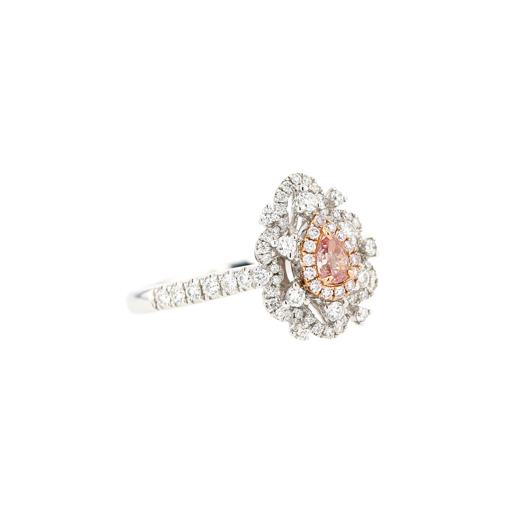 18KG 0.16ct Natural Untreated Pink Diamond Ring