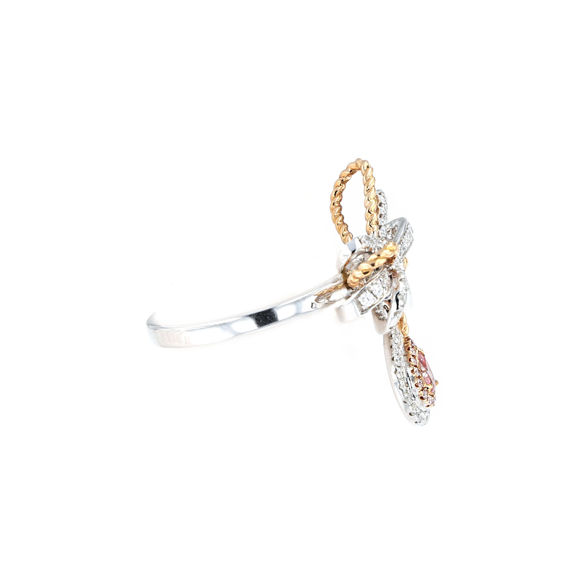 18KG 0.10ct Natural Untreated Pink Diamond Ring