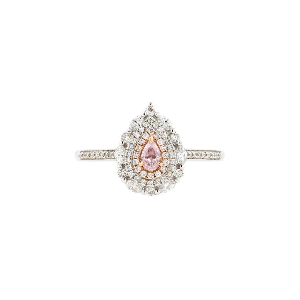18KG 0.10ct Natural Untreated Pink Diamond Ring