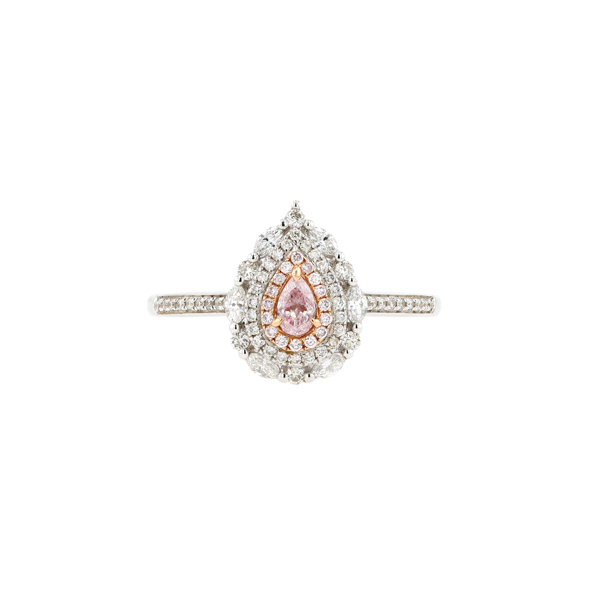 18KG 0.10ct Natural Untreated Pink Diamond Ring