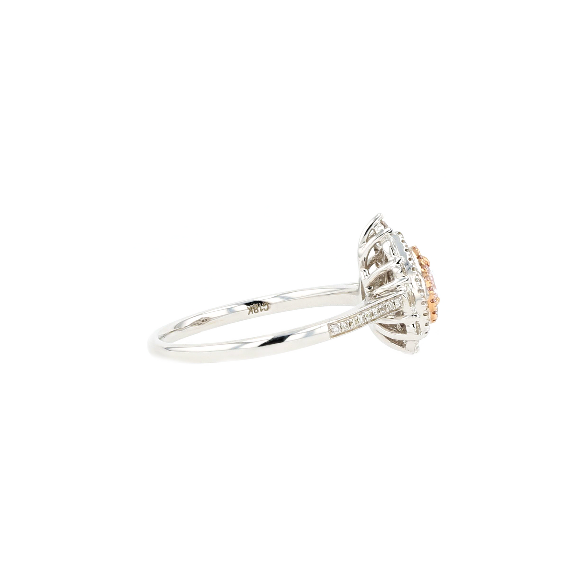 18KG 0.10ct Natural Untreated Pink Diamond Ring