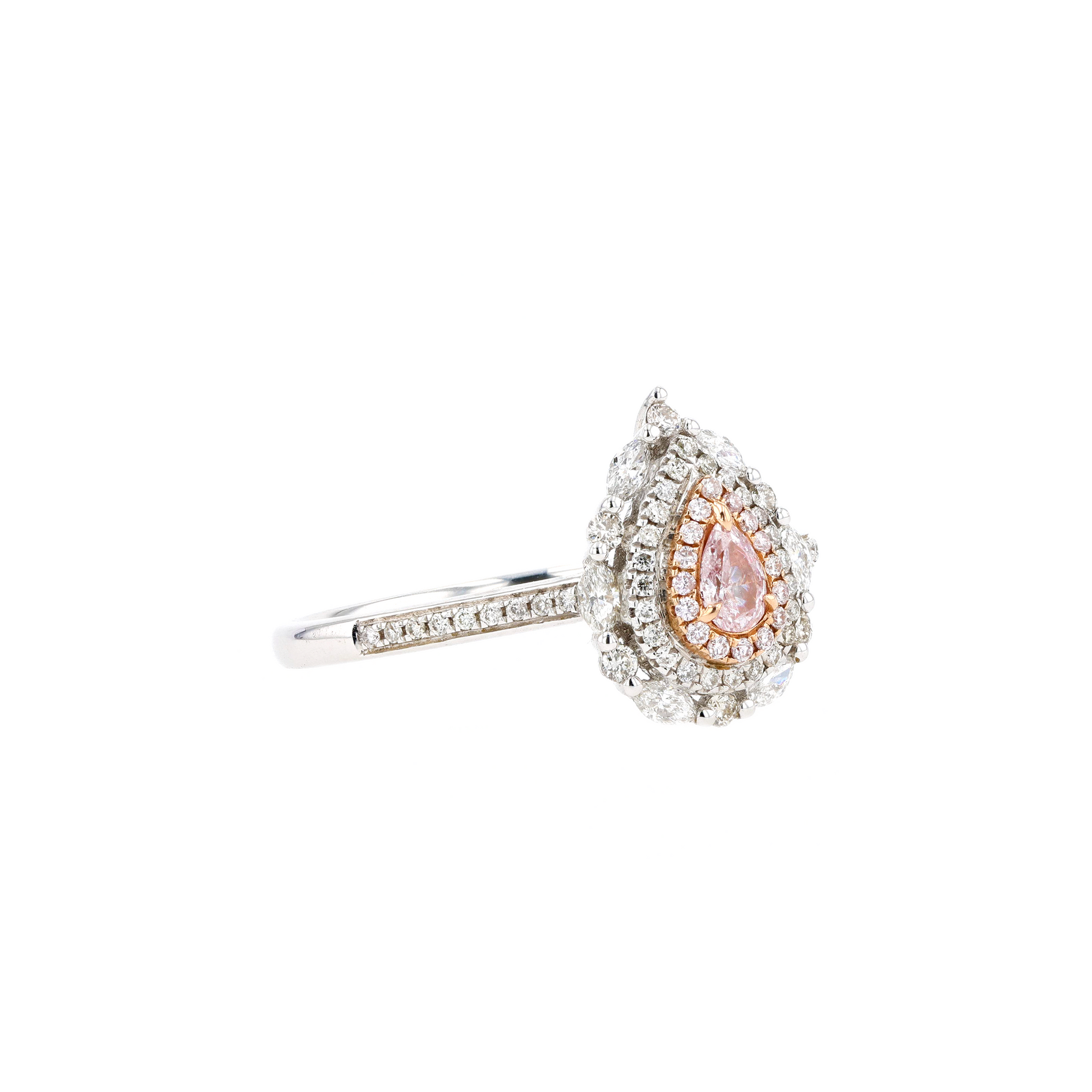 18KG 0.10ct Natural Untreated Pink Diamond Ring