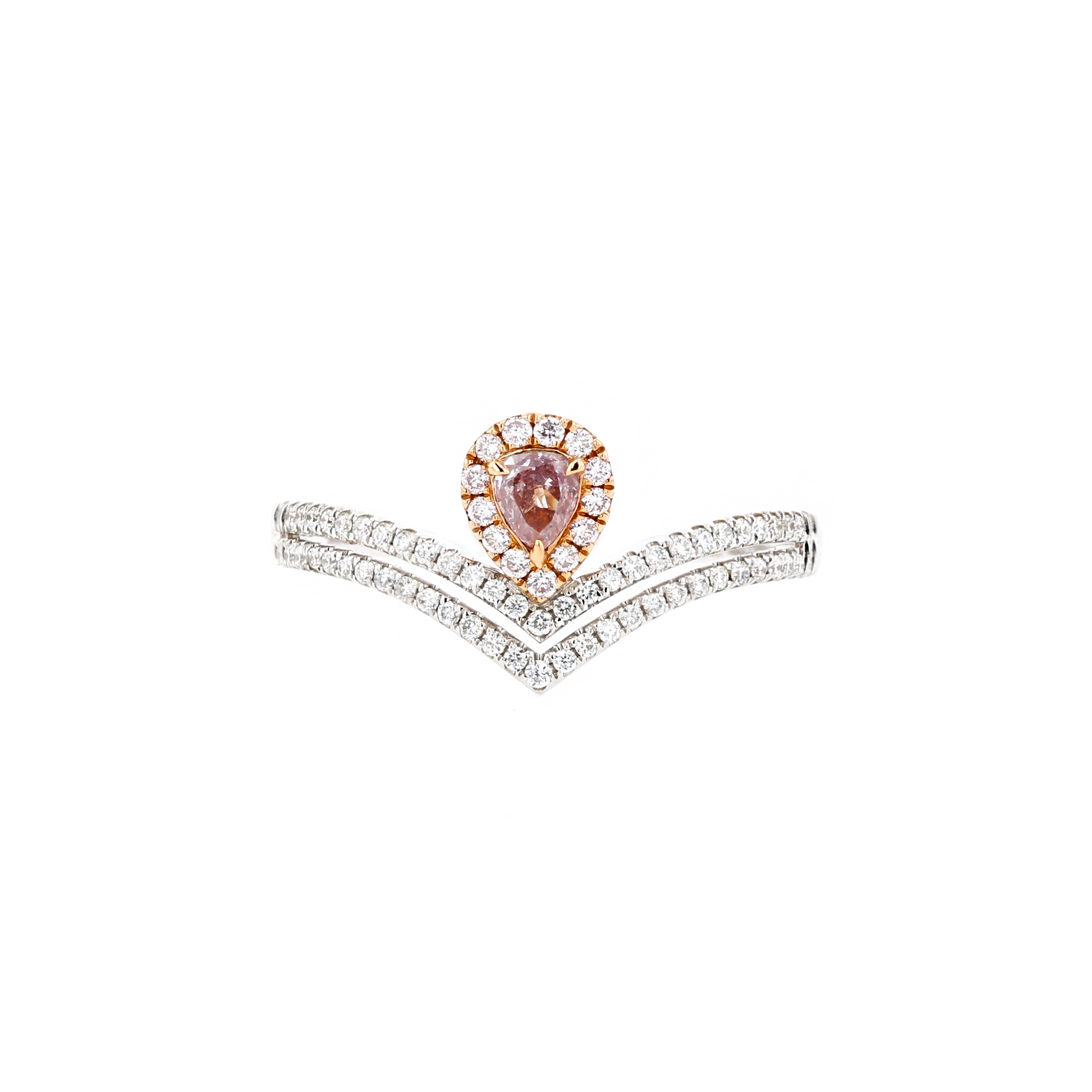 18KG 0.13ct Natural Untreated Pink Diamond Ring