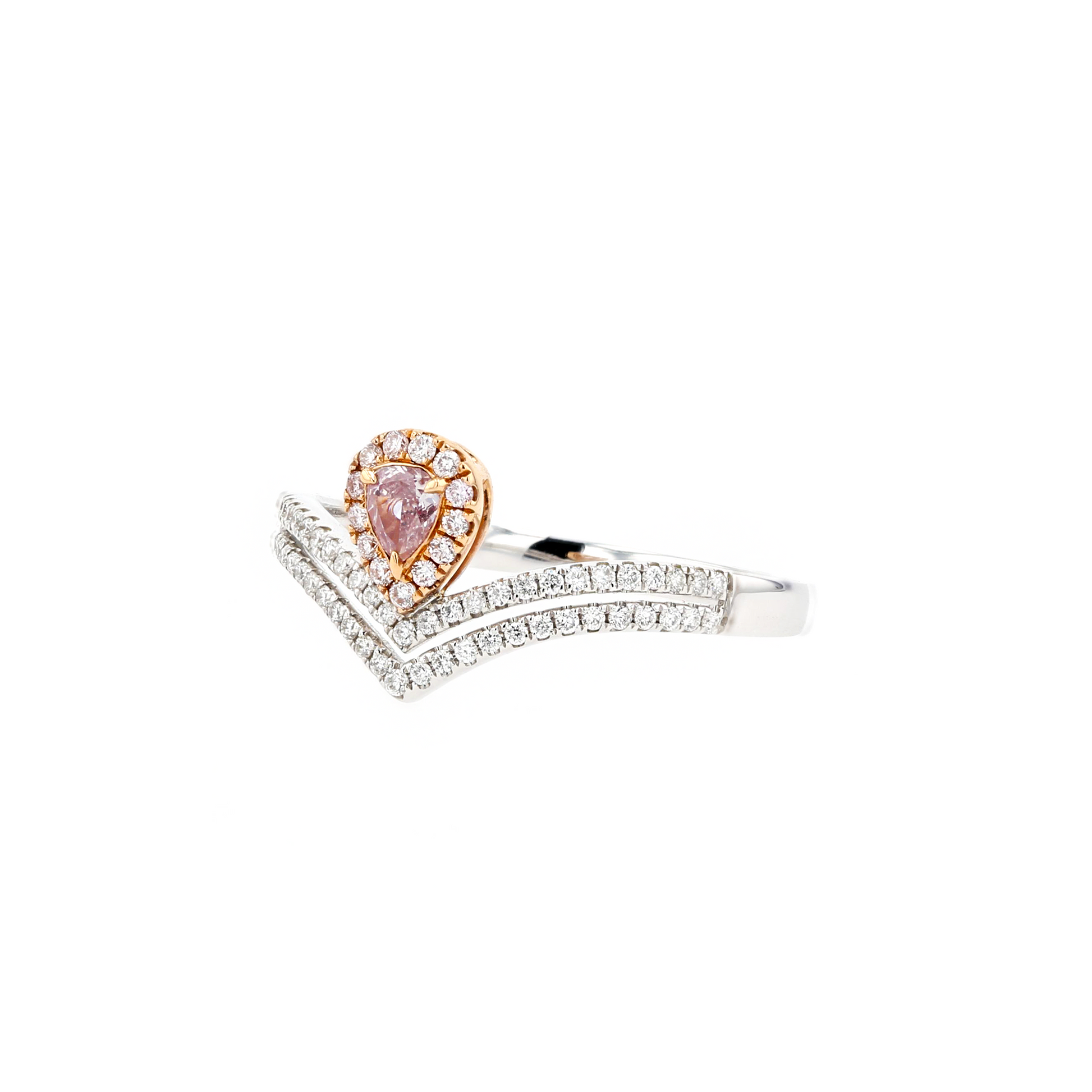 18KG 0.13ct Natural Untreated Pink Diamond Ring