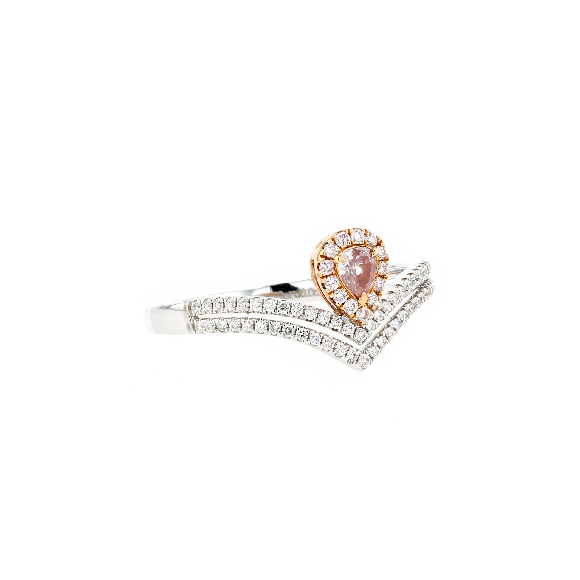 18KG 0.13ct Natural Untreated Pink Diamond Ring