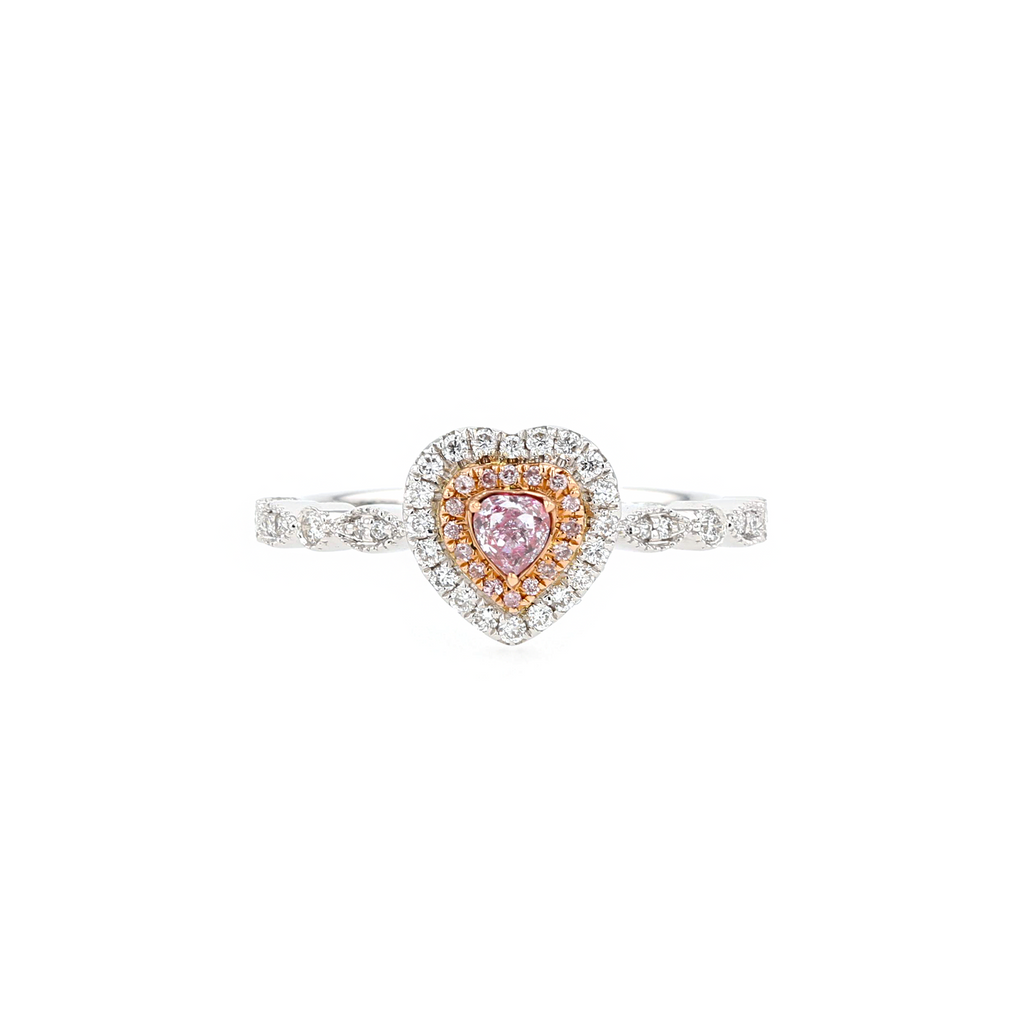 18KG 0.13ct Natural Untreated Pink Diamond Ring
