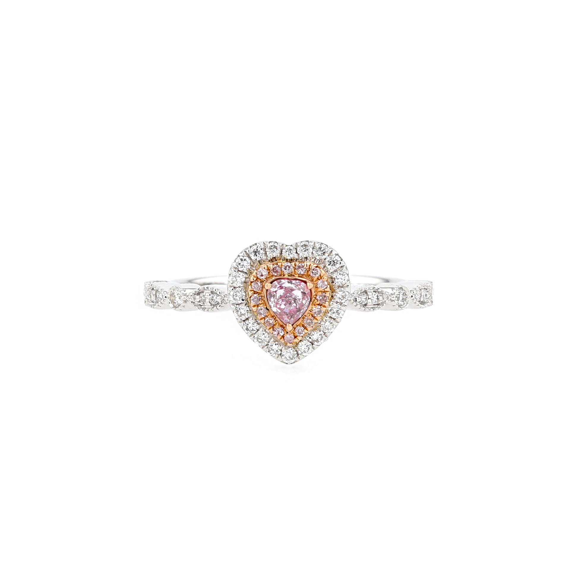 18KG 0.13ct Natural Untreated Pink Diamond Ring