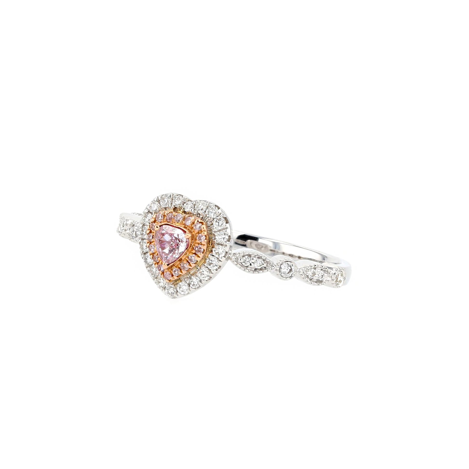 18KG 0.13ct Natural Untreated Pink Diamond Ring