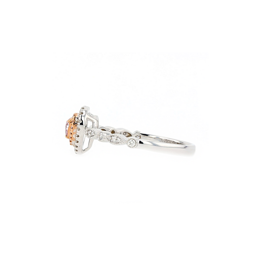 18KG 0.13ct Natural Untreated Pink Diamond Ring