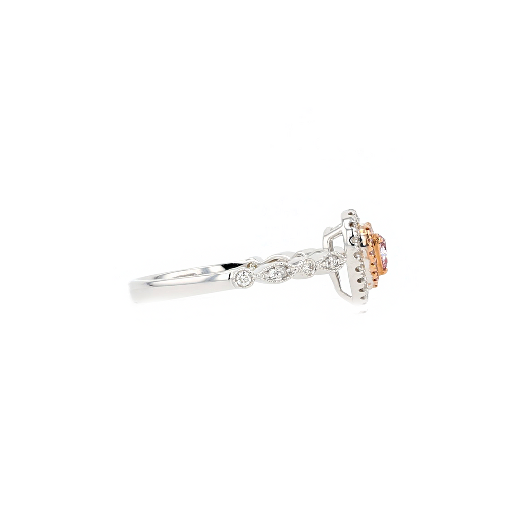 18KG 0.13ct Natural Untreated Pink Diamond Ring