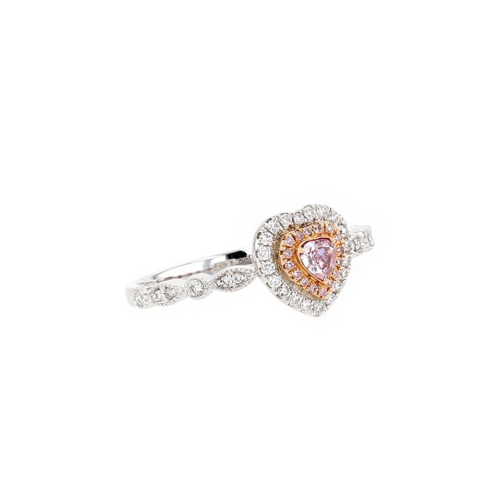 18KG 0.13ct Natural Untreated Pink Diamond Ring