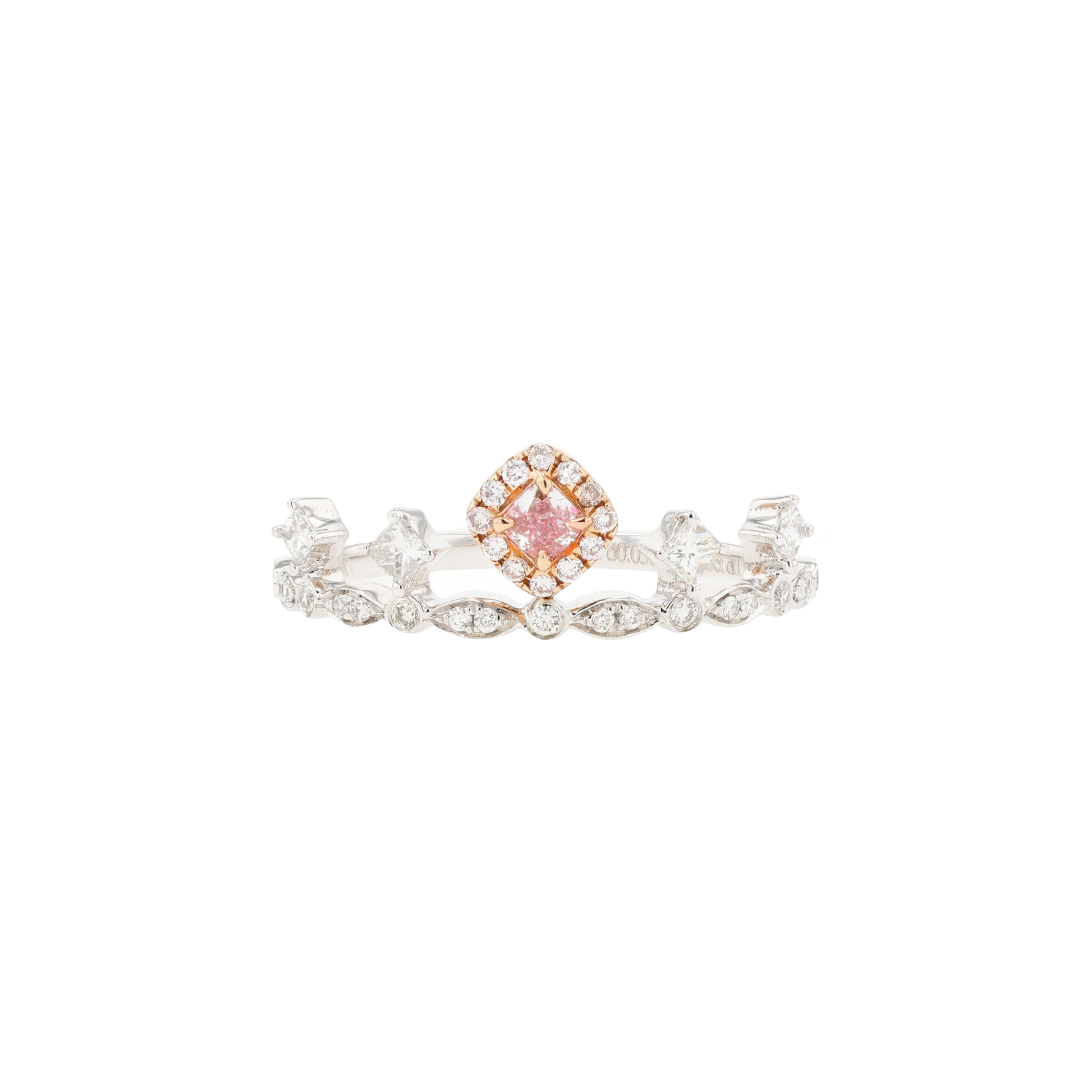18KG 0.08ct Natural Untreated Pink Diamond Ring