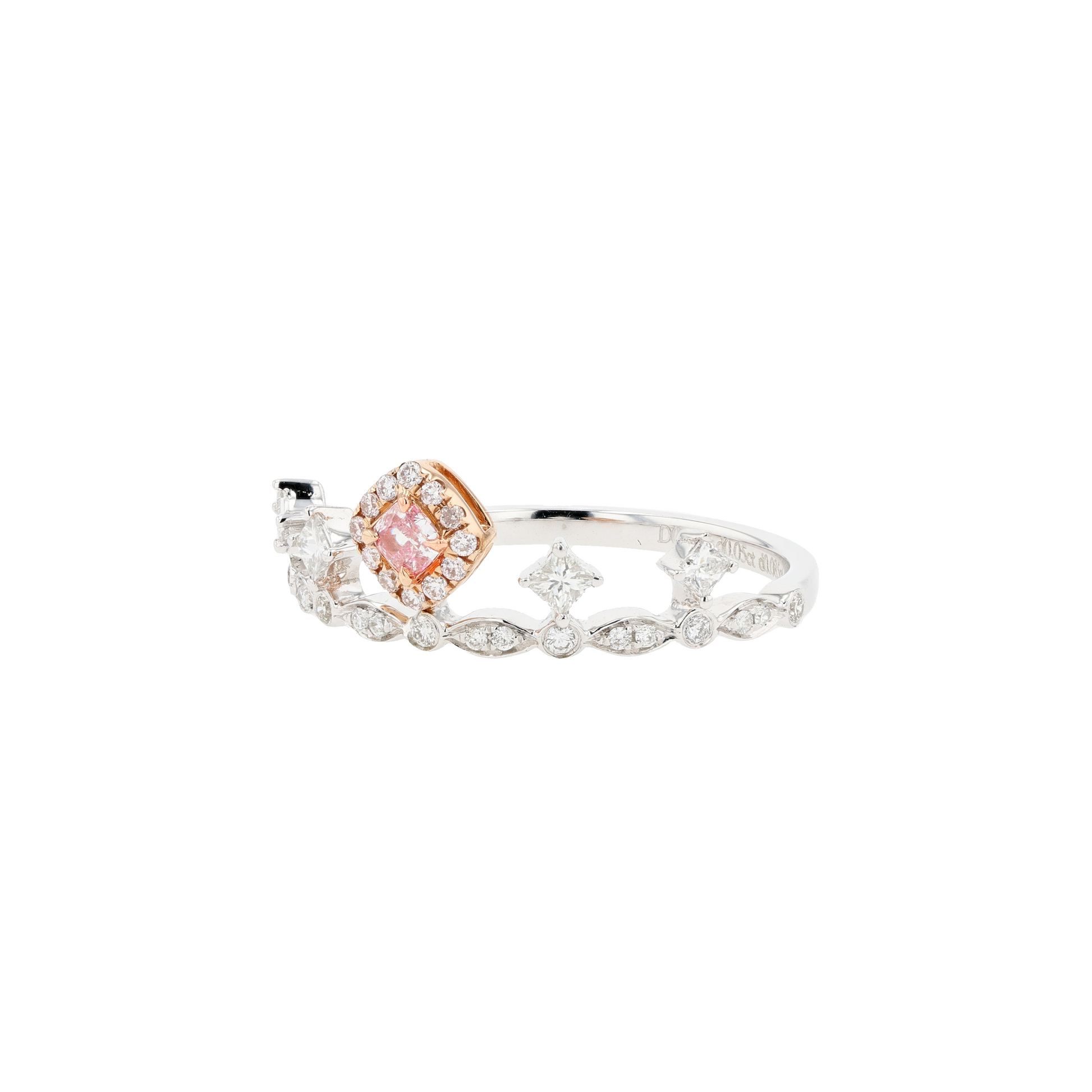 18KG 0.08ct Natural Untreated Pink Diamond Ring