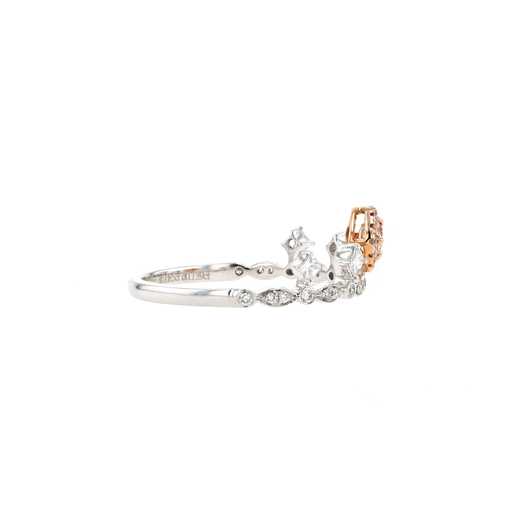 18KG 0.08ct Natural Untreated Pink Diamond Ring