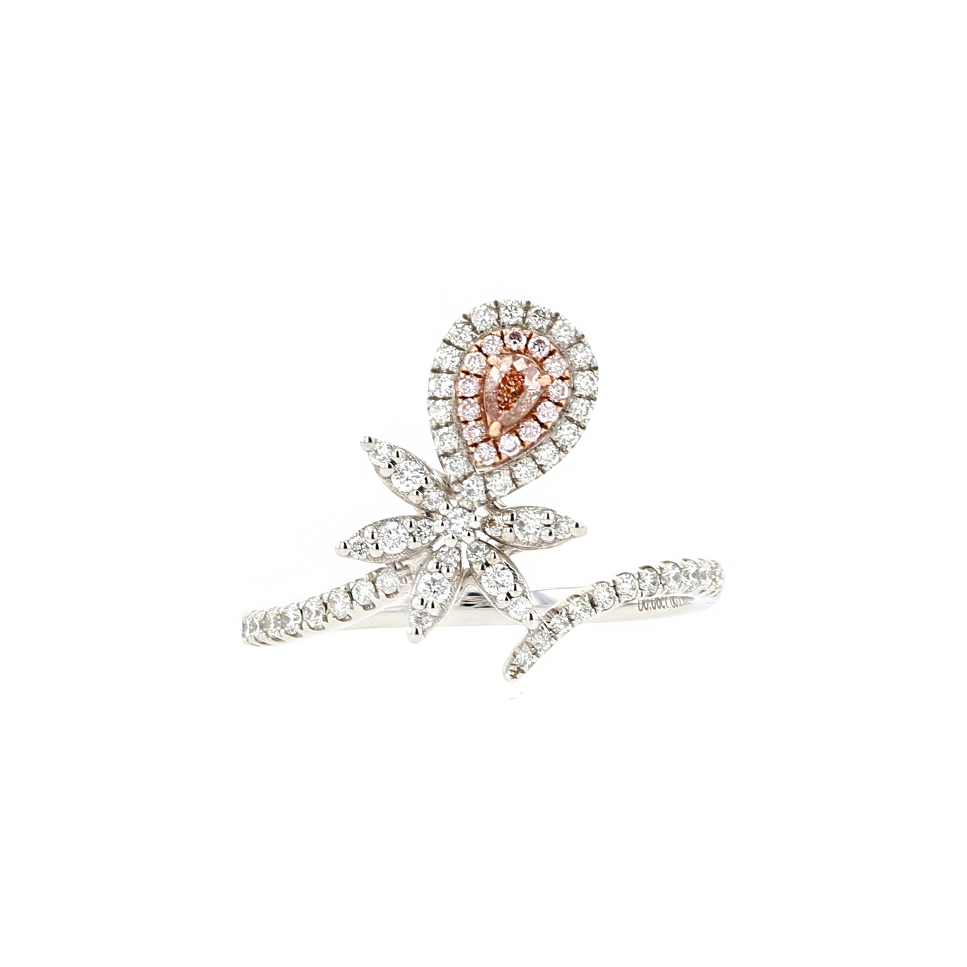 18KG 0.06ct Natural Untreated Pink Diamond Ring