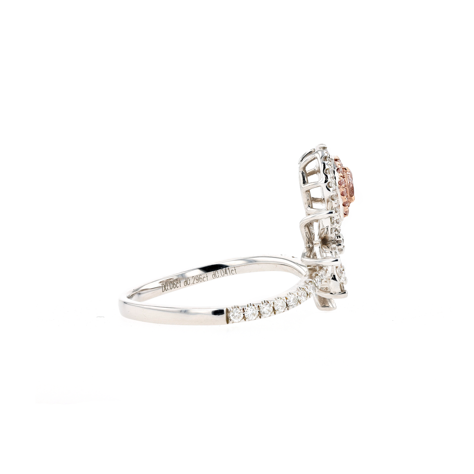 18KG 0.06ct Natural Untreated Pink Diamond Ring
