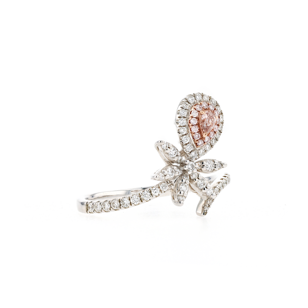 18KG 0.06ct Natural Untreated Pink Diamond Ring