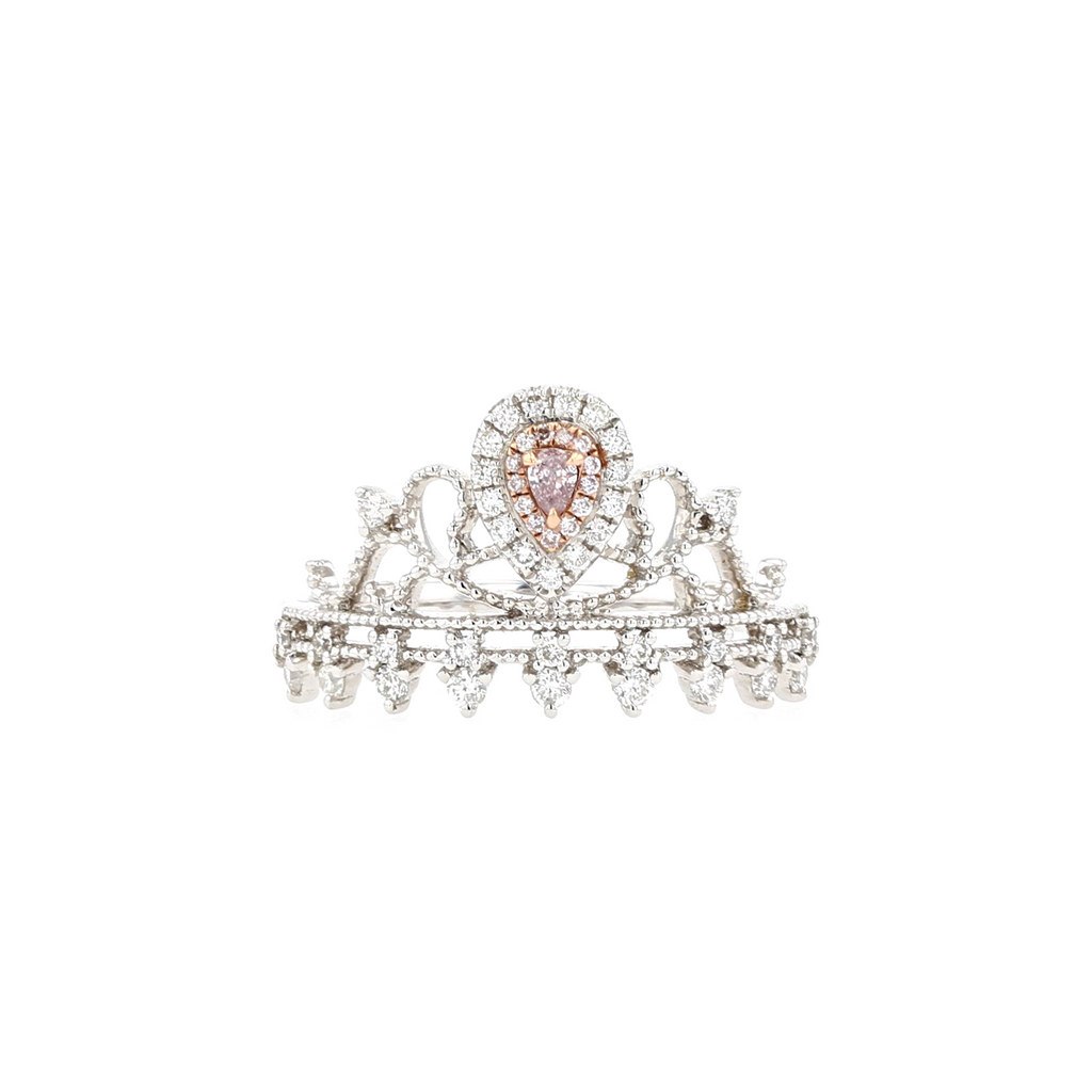 18KG 0.04ct Natural Untreated Pink Diamond Ring