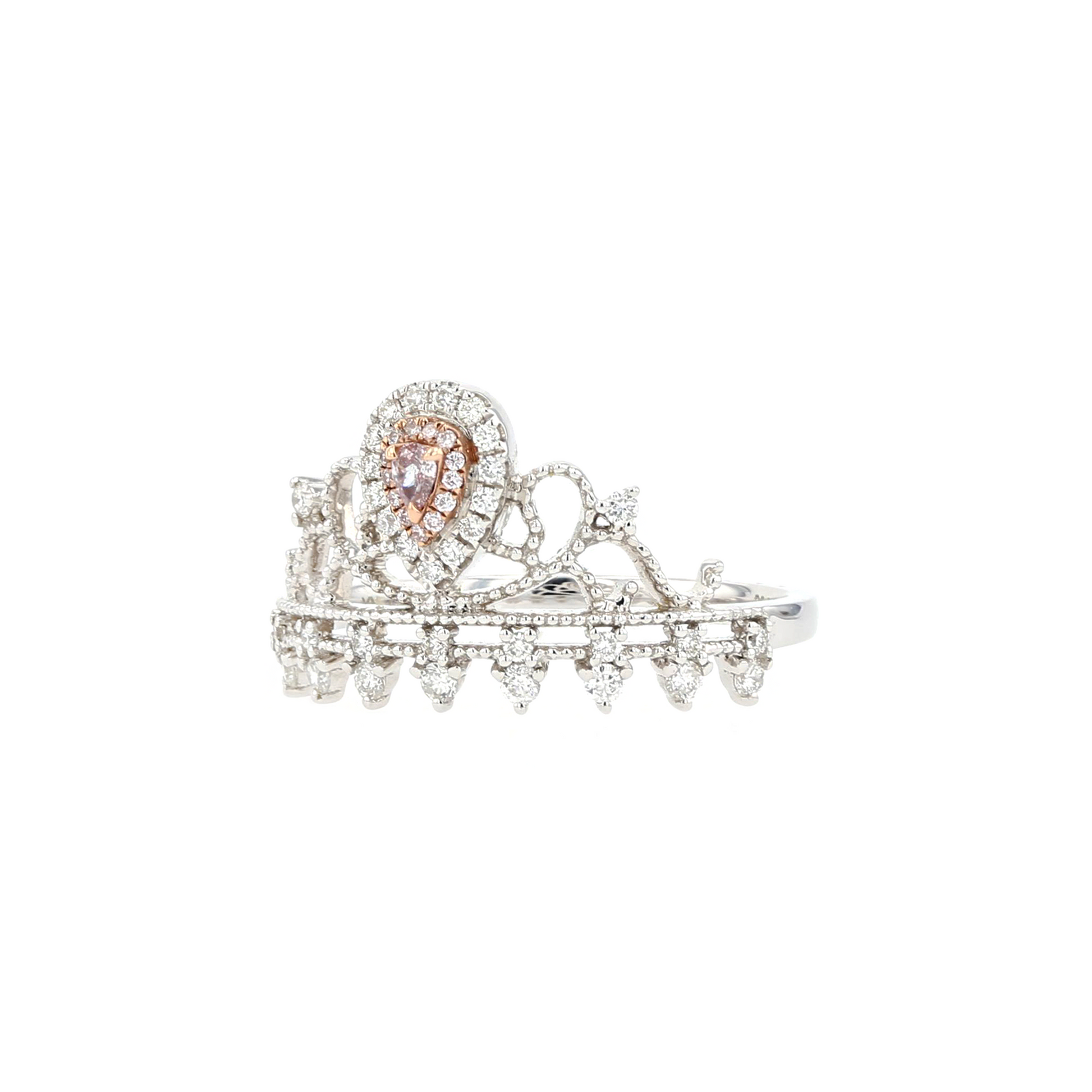 18KG 0.04ct Natural Untreated Pink Diamond Ring