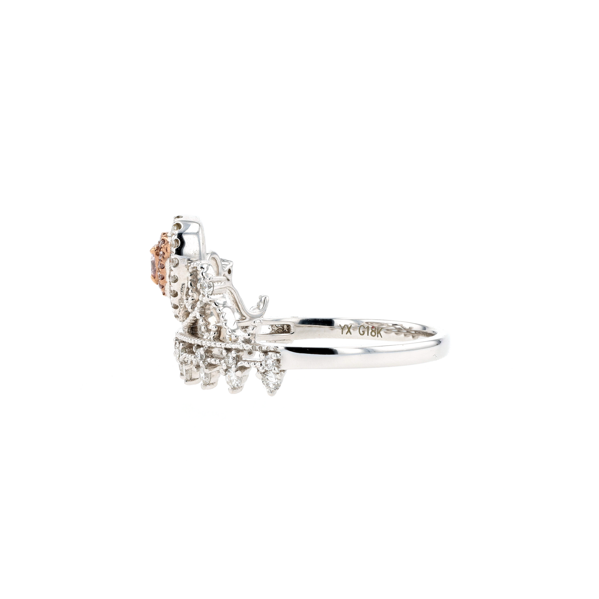 18KG 0.04ct Natural Untreated Pink Diamond Ring