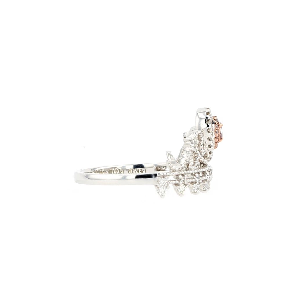 18KG 0.04ct Natural Untreated Pink Diamond Ring