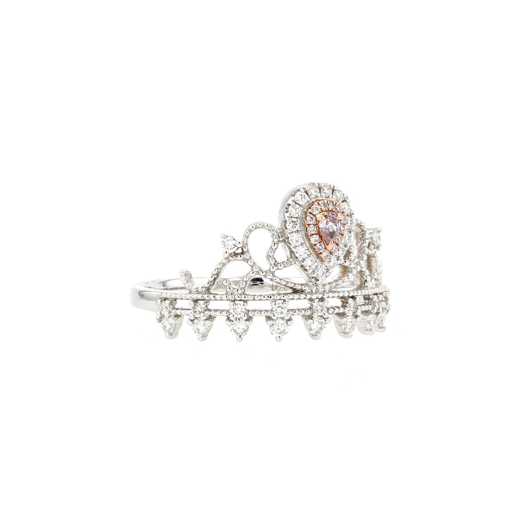18KG 0.04ct Natural Untreated Pink Diamond Ring