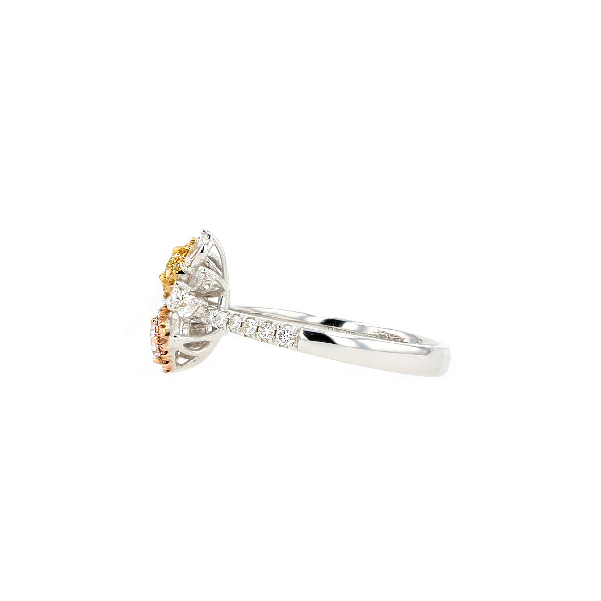 18KG 0.11/0.15ct Natural Untreated Pink&Yellow Diamond Ring