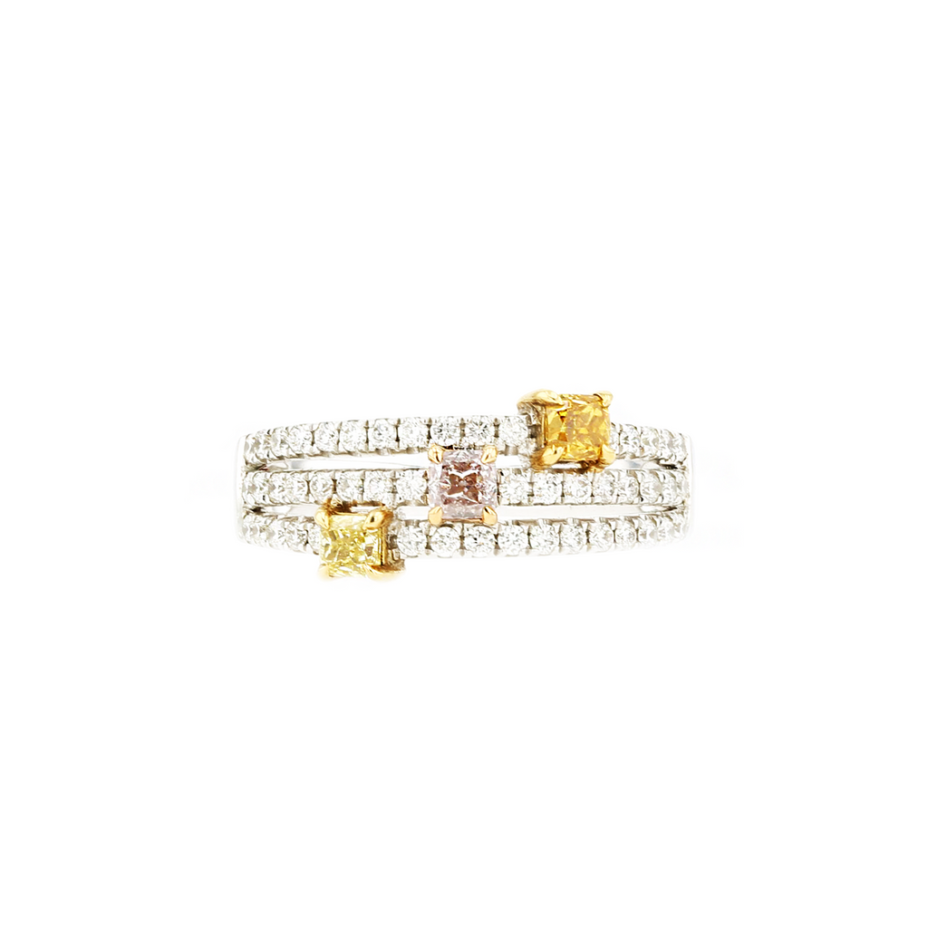 18KG 0.41ct Natural Untreated Color Diamond Ring