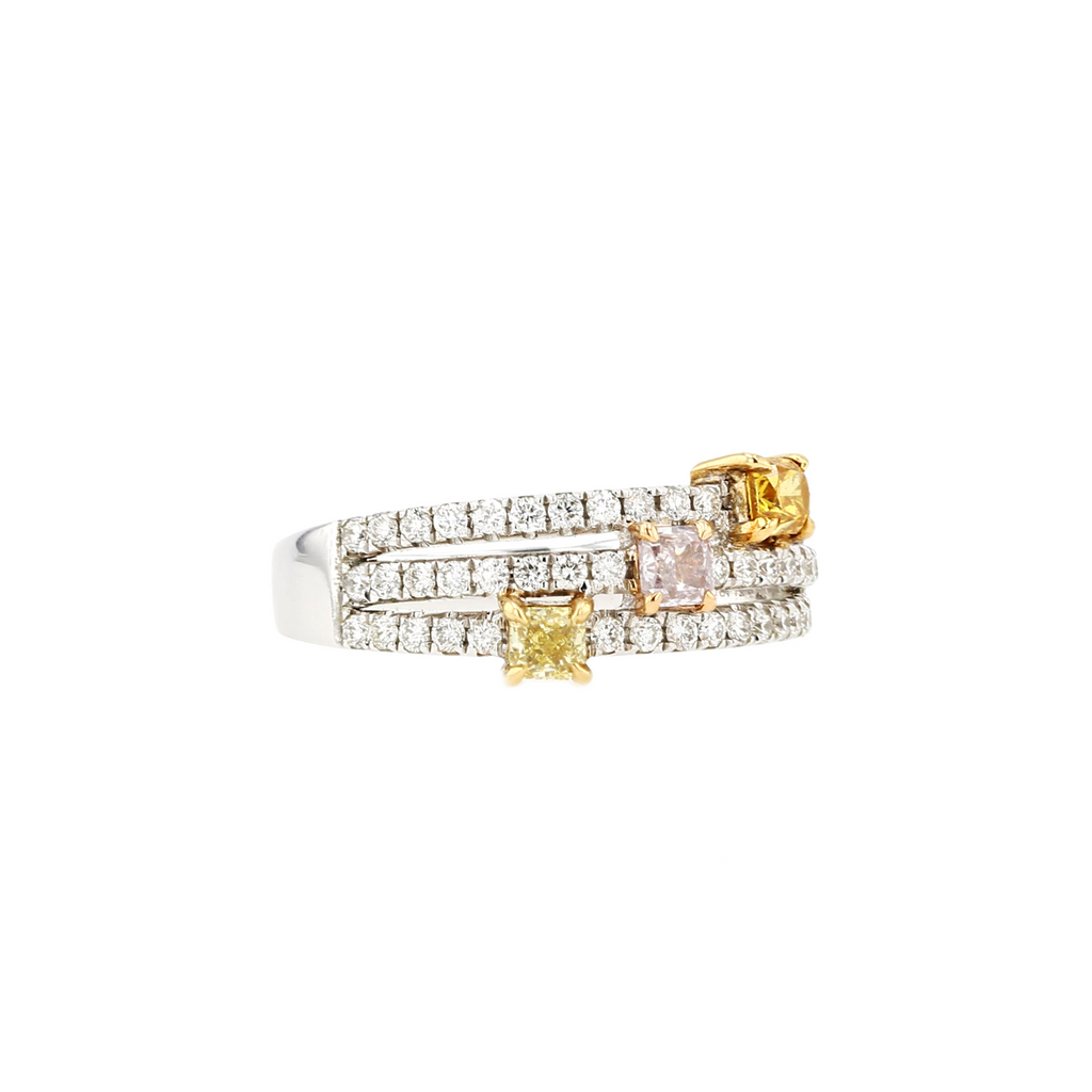 18KG 0.41ct Natural Untreated Color Diamond Ring