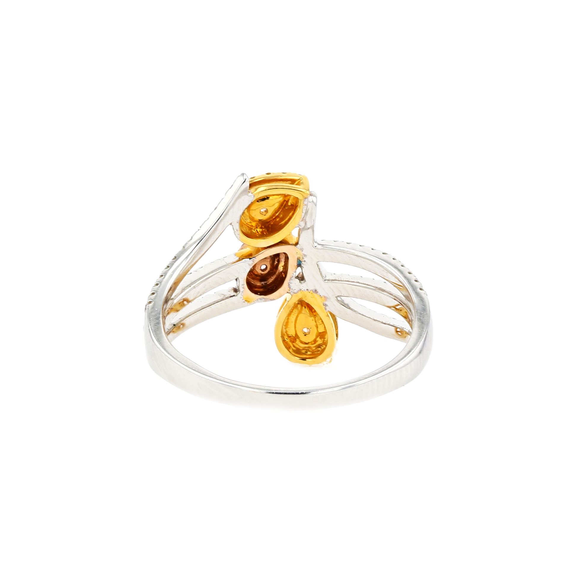 18KG 0.16/0.042ct Natural Untreated Pink&Yellow Diamond Ring