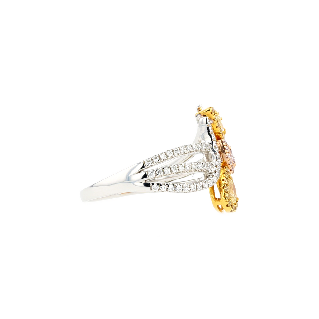 18KG 0.16/0.042ct Natural Untreated Pink&Yellow Diamond Ring