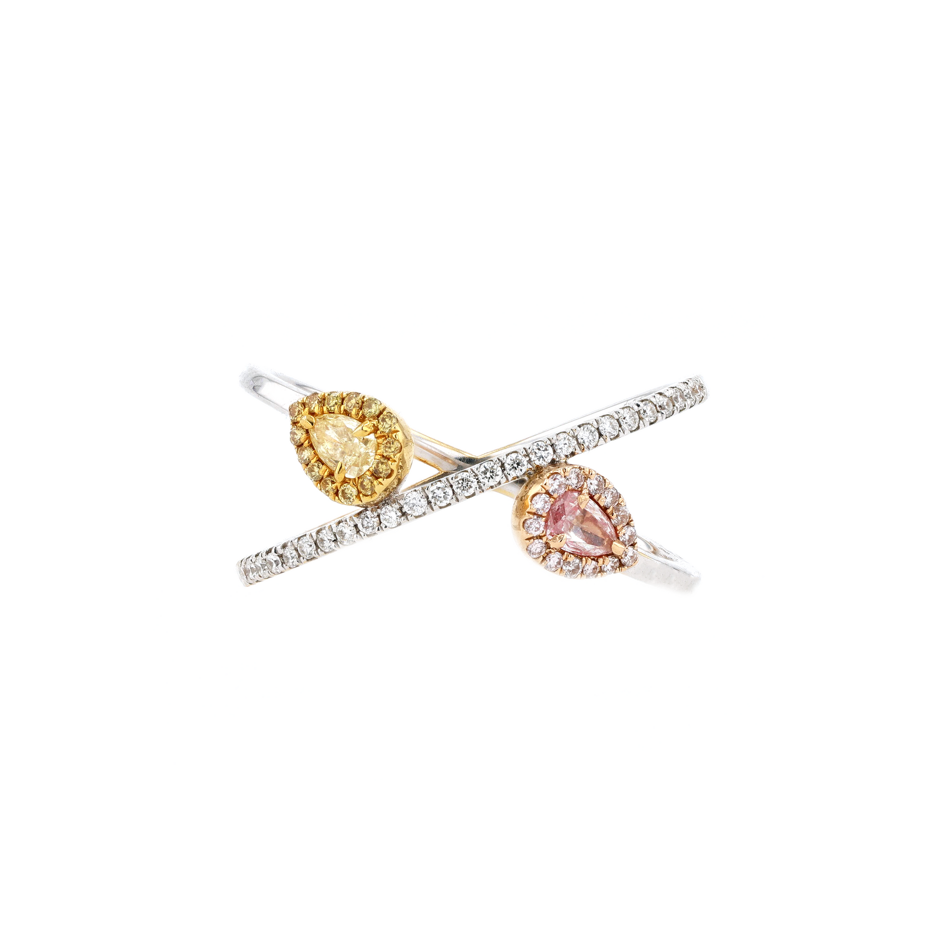 18KG 0.09/0.09ct Natural Untreated Pink&Yellow Diamond Ring