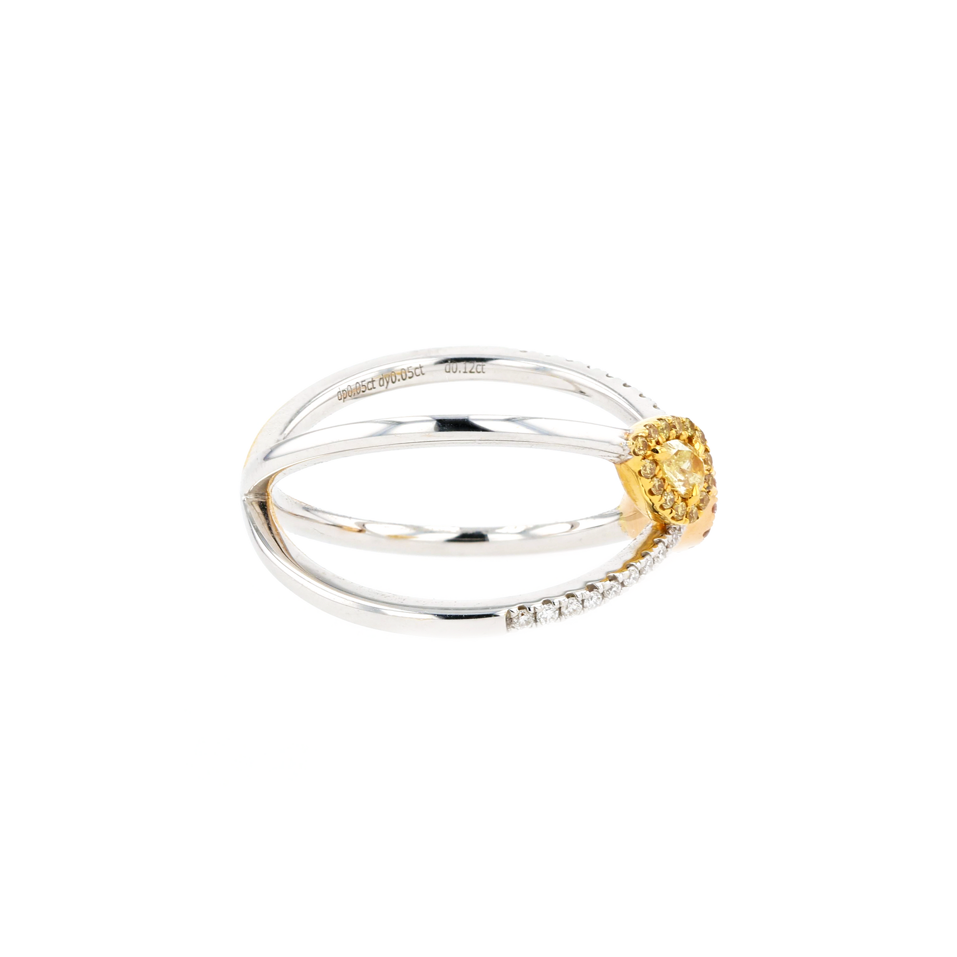 18KG 0.09/0.09ct Natural Untreated Pink&Yellow Diamond Ring