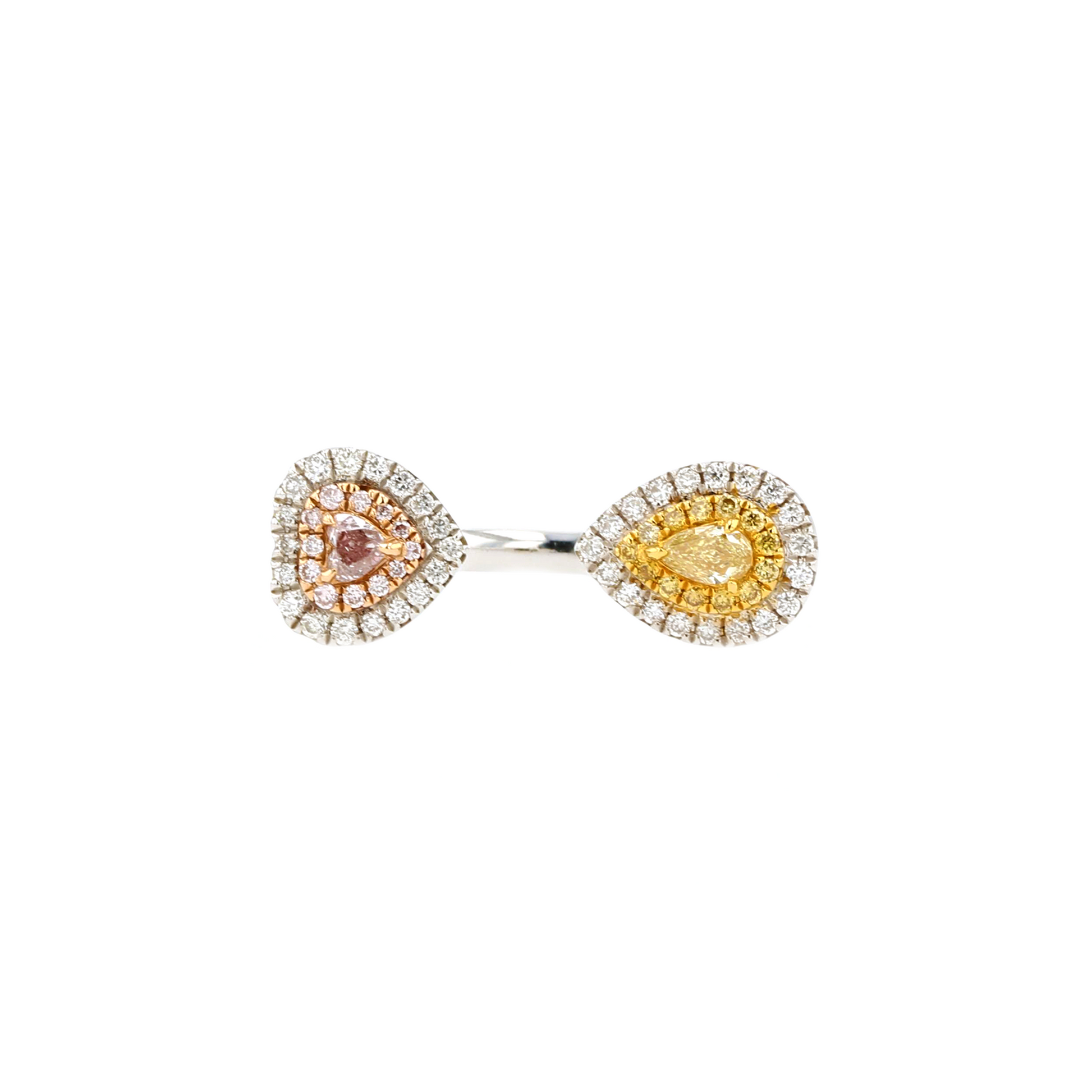 18KG 0.058/0.07ct Natural Untreated Pink&Yellow Diamond Ring