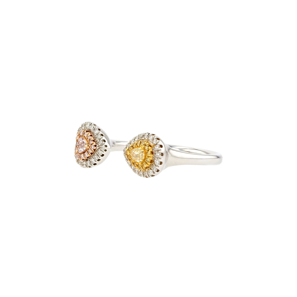 18KG 0.058/0.07ct Natural Untreated Pink&Yellow Diamond Ring