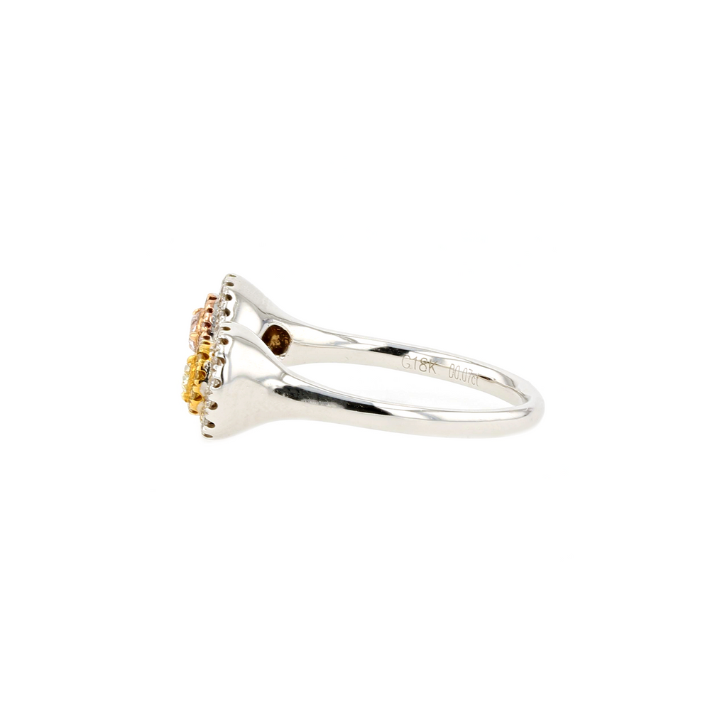 18KG 0.058/0.07ct Natural Untreated Pink&Yellow Diamond Ring